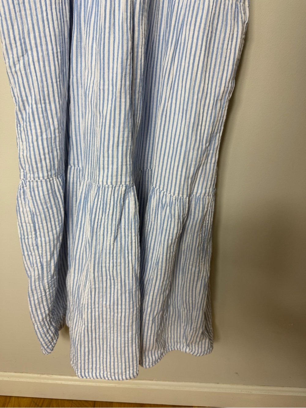 Quince Light Blue Striped Smocked Midi Sundress - Picture 13 of 15
